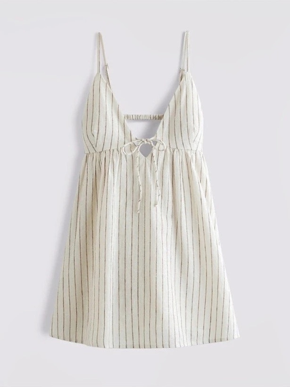 Abercrombie & Fitch Bra-Free Tie-Front Linen-Blend Skort in White Medium Petite - Picture 3 of 3